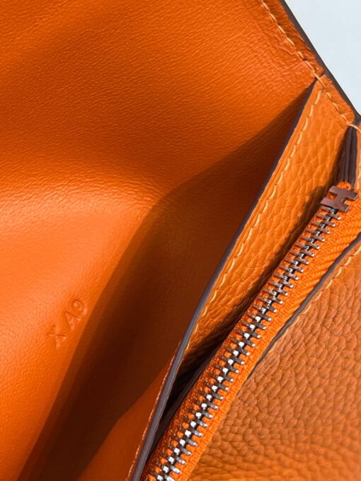 Кожаный кошелёк Hermes Premium 15/10 см каштановый (фурнитура золото/серебро) - фото 7