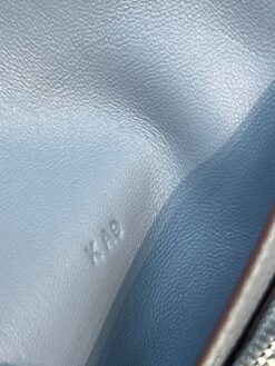 Кожаный кошелёк Hermes Premium 15/10 см голубой (фурнитура золото/серебро)