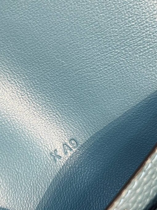 Кожаный кошелёк Hermes Premium 15/10 см синий (фурнитура золото/серебро) - фото 6