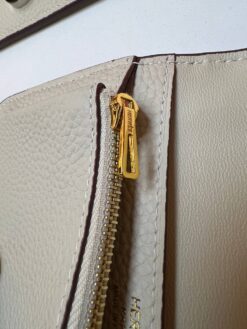 Кожаный кошелёк Hermes Premium 15/10 см белый (фурнитура золото/серебро)