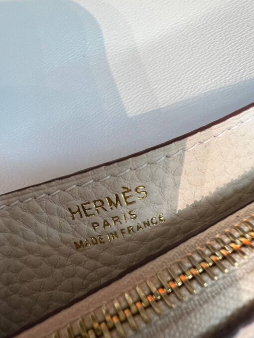 Кожаный кошелёк Hermes Premium 15/10 см белый (фурнитура золото/серебро) - фото 6