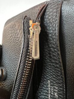Кожаный кошелёк Hermes Premium 15/10 см чёрный (фурнитура золото/серебро)