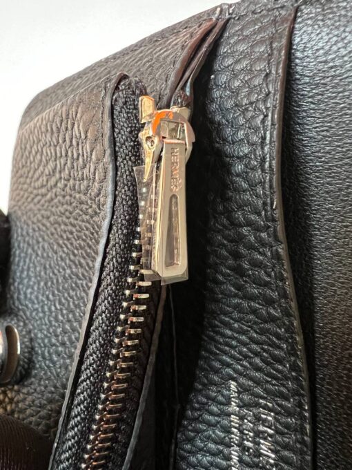 Кожаный кошелёк Hermes Premium 15/10 см чёрный (фурнитура золото/серебро) - фото 9