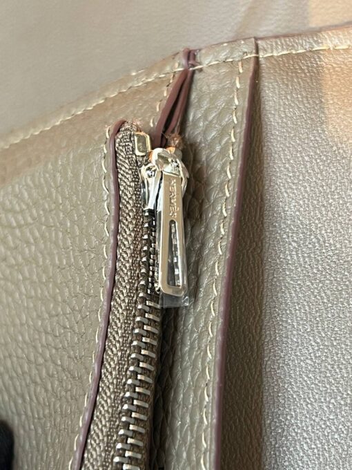 Кожаный кошелёк Hermes Premium 15/10 серый (фурнитура золото/серебро) - фото 5