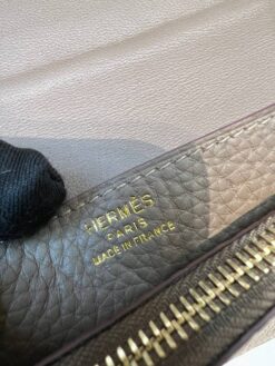 Кожаный кошелёк Hermes Premium 15/10 серый (фурнитура золото/серебро)