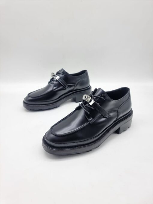 Женские туфли Hermes A123335 кожаные чёрные - фото 3