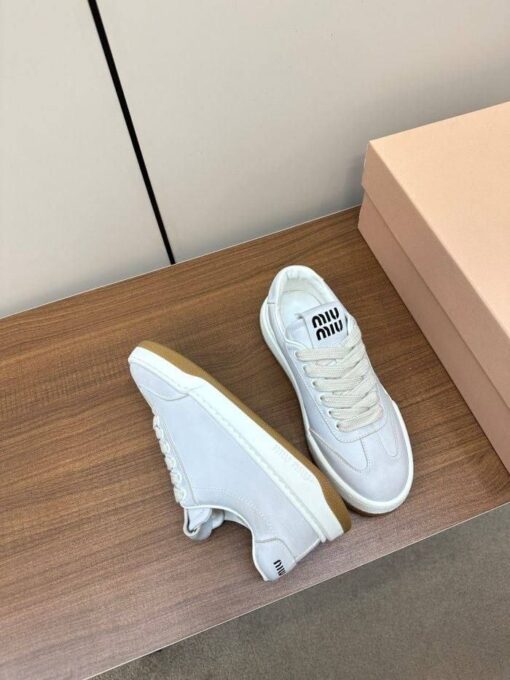 Кроссовки Miu Miu Suede Sneakers 5E118E Premium W.White - фото 3