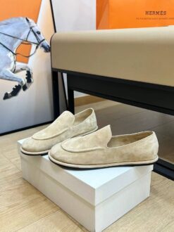 Мокасины The Row Canal Loafer in Suede F1258L74 Premium Beige