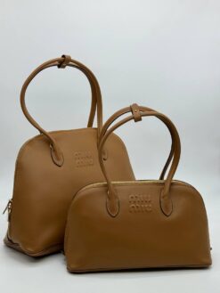 Сумка Miu Miu Leather (два размера 32/18 и 38/27 см) коричневая - фото 5