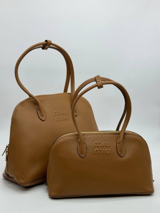 Сумка Miu Miu Leather (два размера 32/18 и 38/27 см) коричневая - фото 1