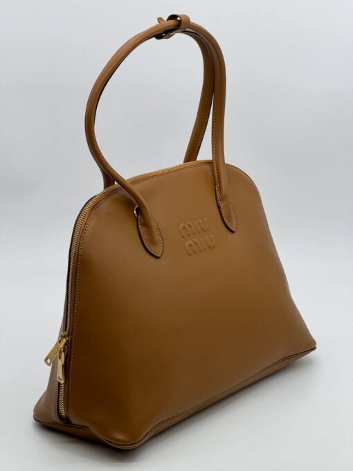 Сумка Miu Miu Leather (два размера 32/18 и 38/27 см) коричневая - фото 4