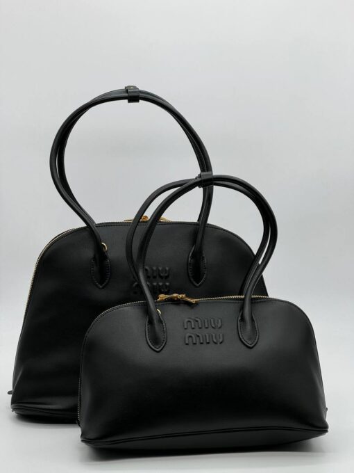 Сумка Miu Miu Leather (два размера 32/18 и 38/27 см) чёрная - фото 2