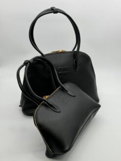 Сумка Miu Miu Leather (два размера 32/18 и 38/27 см) чёрная - фото 5
