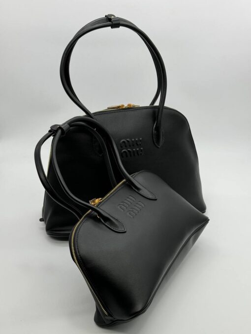 Сумка Miu Miu Leather (два размера 32/18 и 38/27 см) чёрная - фото 1