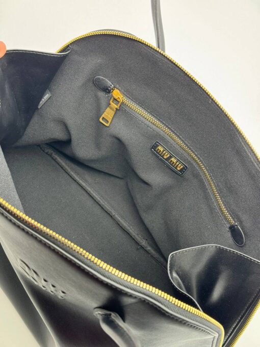 Сумка Miu Miu Leather (два размера 32/18 и 38/27 см) чёрная - фото 8