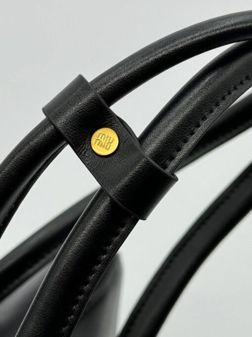 Сумка Miu Miu Leather (два размера 32/18 и 38/27 см) чёрная - фото 10