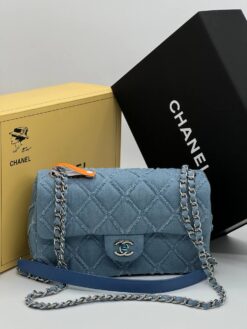 Женская сумка Chanel 26x14 голубая A127605