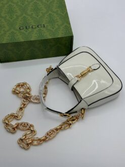Женская кожаная сумка-хобо Gucci Jackie 20/14 см белая