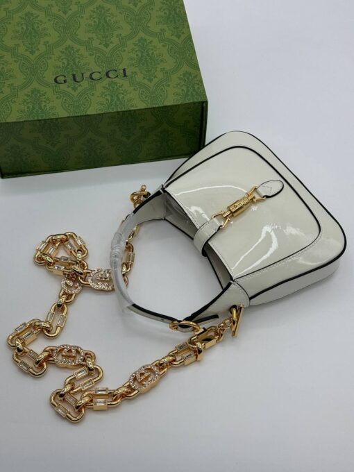 Женская кожаная сумка-хобо Gucci Jackie 20/14 см белая - фото 1
