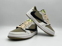 Кроссовки Nike Air Jordan 1 Low x Travis Scott хаки с белым