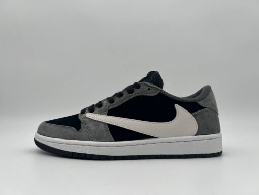 Кроссовки Nike Air Jordan 1 Low x Travis Scott чёрно-серые с белым - фото 4