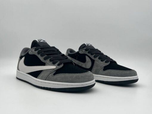 Кроссовки Nike Air Jordan 1 Low x Travis Scott чёрно-серые с белым - фото 6