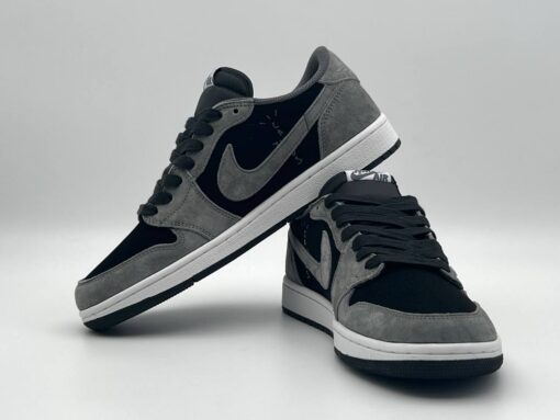 Кроссовки Nike Air Jordan 1 Low x Travis Scott чёрно-серые с белым - фото 8