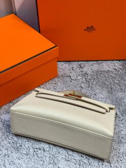 Женская сумка Hermes Kelly Pochette 22 Epsom Gold Hardware Premium L.Beige