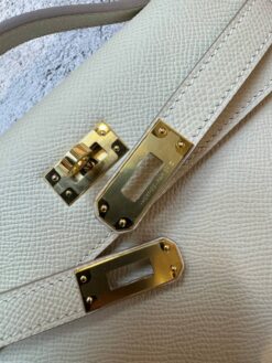 Женская сумка Hermes Kelly Pochette 22 Epsom Gold Hardware Premium L.Beige