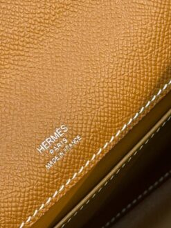 Женская сумка Hermes Kelly Pochette 22 Epsom Palladium Hardware Premium Chestnut