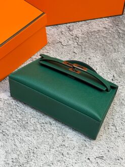 Женская сумка Hermes Kelly Pochette 22 Epsom Palladium Hardware Premium Green