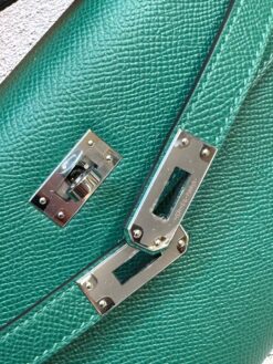 Женская сумка Hermes Kelly Pochette 22 Epsom Palladium Hardware Premium Green