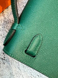 Женская сумка Hermes Kelly Pochette 22 Epsom Palladium Hardware Premium Green