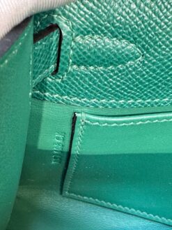 Женская сумка Hermes Kelly Pochette 22 Epsom Palladium Hardware Premium Green