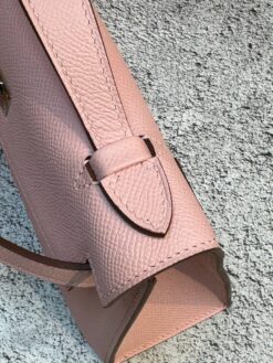 Женская сумка Hermes Kelly Pochette 22 Epsom Palladium Hardware Premium Pink