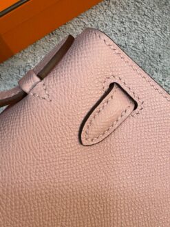 Женская сумка Hermes Kelly Pochette 22 Epsom Palladium Hardware Premium Pink