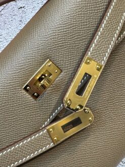 Женская сумка Hermes Kelly Pochette 22 Epsom Gold Hardware Premium Brown