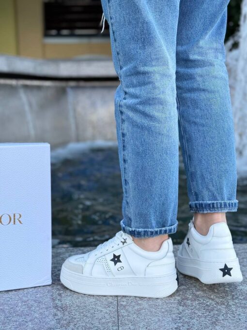 Кроссовки Christian Dior Star White Calfskin and Suede GR Platform White Blk - фото 4