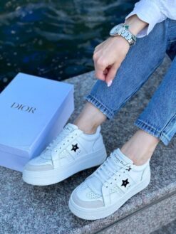 Кроссовки Christian Dior Star White Calfskin and Suede GR Platform White Blk