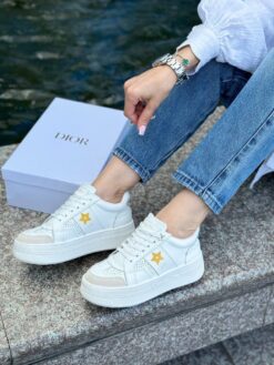 Кроссовки Christian Dior Star White Calfskin and Suede GR Platform White Gld