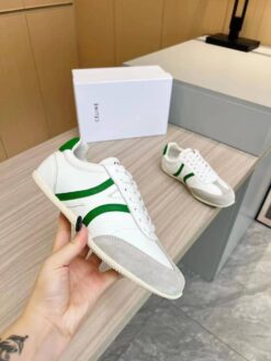 Кроссовки Celine Jogger Low Lace-Up In Calfskin & Suede Calfskin White Grn