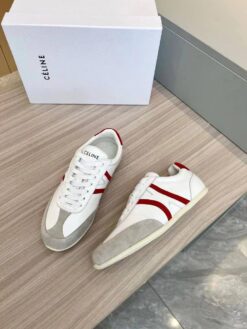 Кроссовки Celine Jogger Low Lace-Up In Calfskin & Suede Calfskin White Red