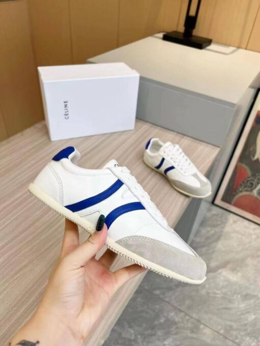 Кроссовки Celine Jogger Low Lace-Up In Calfskin & Suede Calfskin White Blue - фото 3