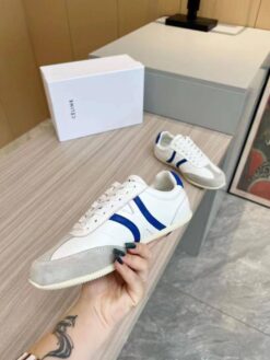 Кроссовки Celine Jogger Low Lace-Up In Calfskin & Suede Calfskin White Blue