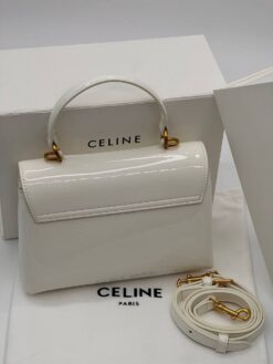 Женская кожаная сумка Celine A129292 белая (два размера 22 и 26 см)