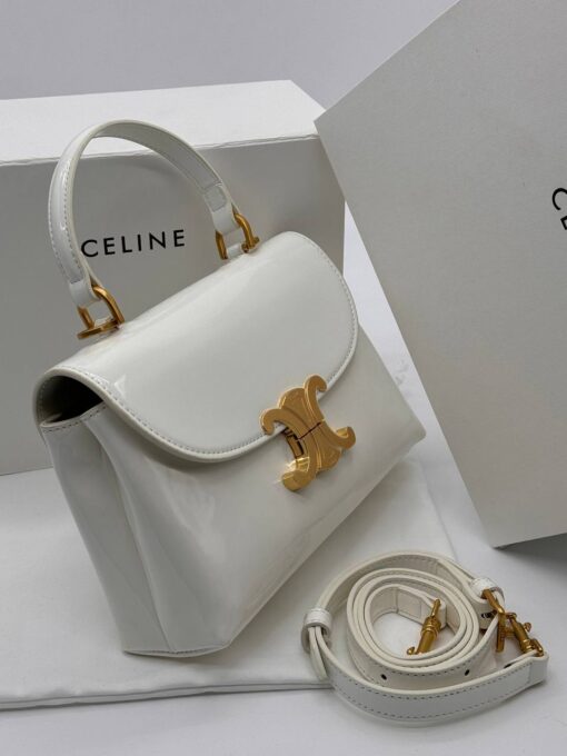 Женская кожаная сумка Celine A129292 белая (два размера 22 и 26 см) - фото 5