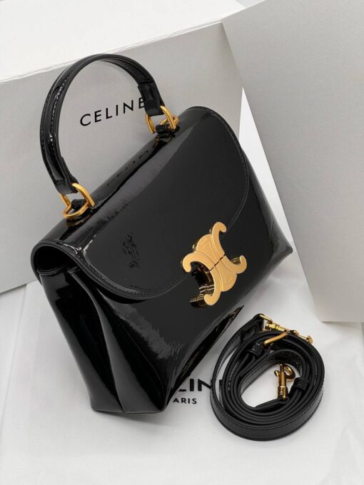 Женская кожаная сумка Celine A129307 чёрная (два размера 22 и 26 см) - фото 3