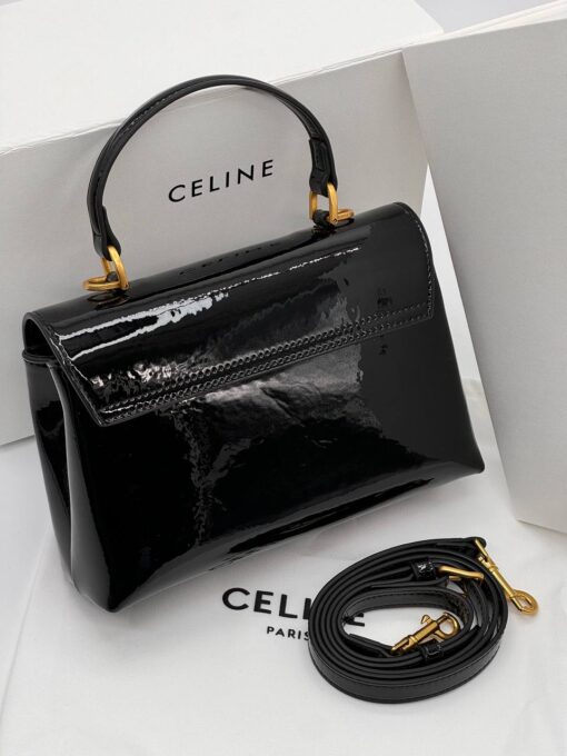 Женская кожаная сумка Celine A129307 чёрная (два размера 22 и 26 см) - фото 4