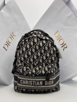 Рюкзак Christian Dior Jacquard Fabric A129359 чёрно-бежевый (ширина 25 и 30 см)