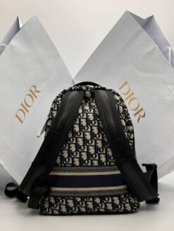 Рюкзак Christian Dior Jacquard Fabric A129359 чёрно-бежевый (ширина 25 и 30 см)